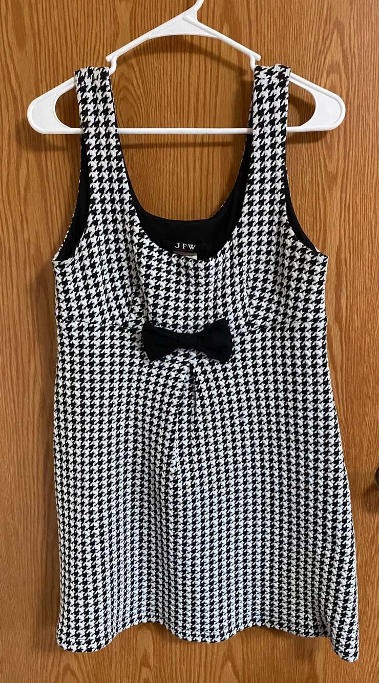 JFW Houndstooth Dress Size X-Large Black White Bow Tank Dress
